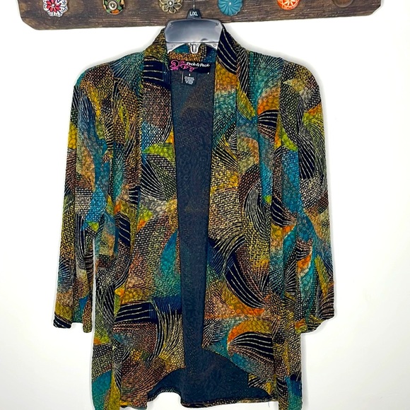 Peck & Peck | Sweaters | Open Front Blazercardigan Light Weight Peacock ...